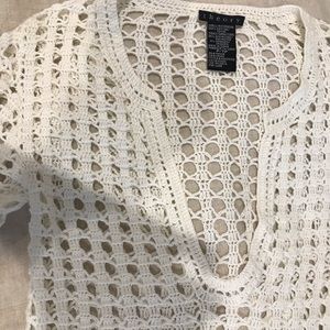 White crocheted coverup.